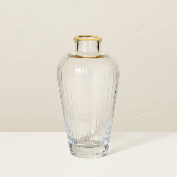 9" Fluted Clear Glass Bud Vase Gold Rim – Hearth & Hand Magnolia, Christmas 2024 - Picture 2 of 6